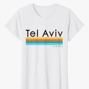 New Women’s distressed Retro style  Tel Aviv Tshirt